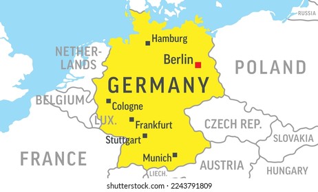 Germany Map. Zoom on World Map. Vector Illustration