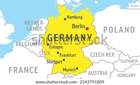 Germany Map. Zoom on World Map. Vector Illustration