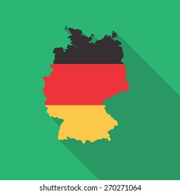 Germany map,bound,flag flat icon with long shadow. Vector illustration EPS10