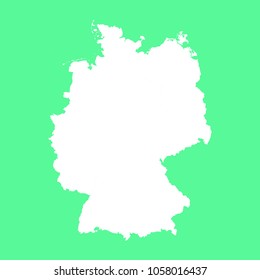Germany map-White map on green background. Each city and border has separately. Vector illustration eps 10.