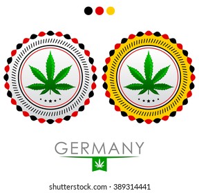 Germany marijuana emblem - vector cannabis seal of approval with the colors of the flag of germany