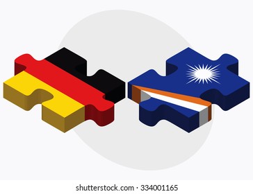 Germany and Marshall Islands Flags in puzzle isolated on white background