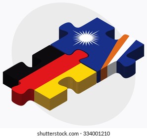 Germany and Marshall Islands Flags in puzzle isolated on white background