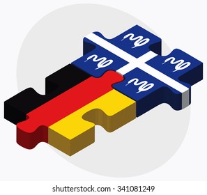 Germany and Martinique Flags in puzzle isolated on white background