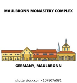 Germany, Maulbronn, Maulbronn Monastery Complex line icon concept. Germany, Maulbronn, Maulbronn Monastery Complex flat vector sign, symbol, illustration.
