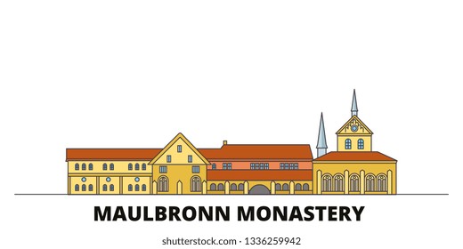 Germany, Maulbronn Monastery flat landmarks vector illustration. Germany, Maulbronn Monastery line city with famous travel sights, skyline, design. 