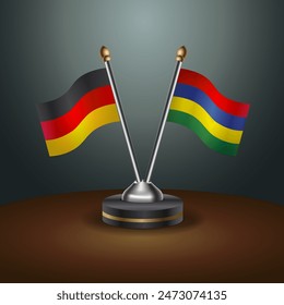 Germany and Mauritius table flags relation with gradient backgrund. Vector Illustration