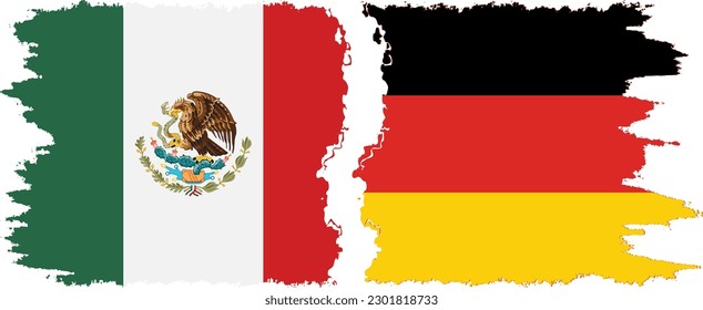 Germany and Mexico grunge flags connection, vector