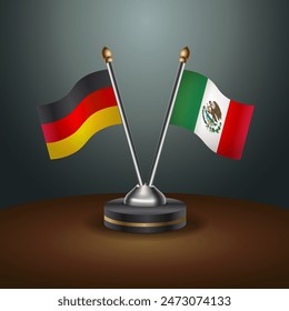 Germany and Mexico table flags relation with gradient backgrund. Vector Illustration