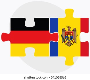 Germany and Moldova Flags in puzzle isolated on white background