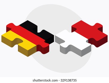 Germany and Monaco Flags in puzzle isolated on white background