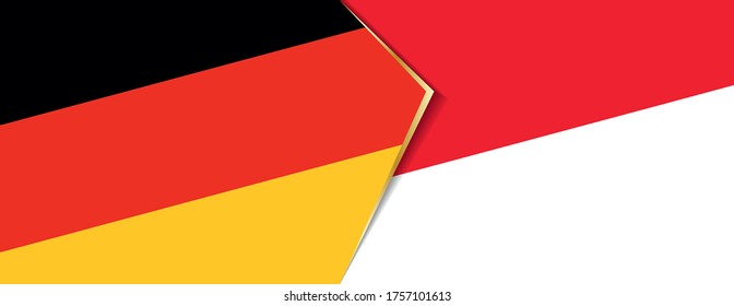 Deutschland und Monaco Flaggen, zwei Vektorflaggen Symbol für Beziehung oder Konfrontation.