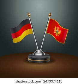 Germany and Montenegro table flags relation with gradient backgrund. Vector Illustration