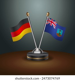 Germany and Montserrat table flags relation with gradient backgrund. Vector Illustration