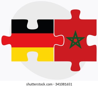 Germany and Morocco Flags in puzzle isolated on white background