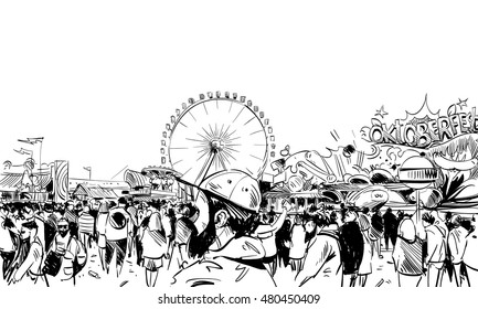 Germany. Munich. Octoberfest. Hand drawn sketch, vector illustration