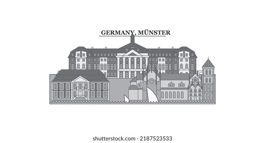 Germany, Munster city skyline isolated vector illustration, icons