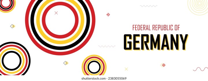 Germany nation banner abstract background, flag colors combination, suitable for national celebrations and festivals, red, black and yellow color geometric design, circle shapes