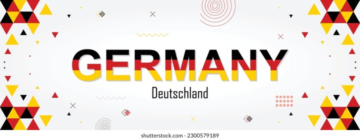 Banner de fondo abstracto del día de la unidad nacional de Alemania, combinación de colores de bandera, adecuado para celebraciones y festivales nacionales, diseño geométrico de color rojo, negro y amarillo con formas