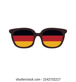 Germany National Color Glasses. Modern Glasses With National Flag Of Germany Colors. Patriotism, Nationality, Glory Concept.