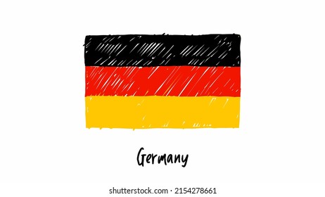 Germany National Country Flag Marker or Pencil Sketch Illustration Vector