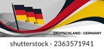 Germany national day banner design. Deutschland German flag theme graphic waves art web background. Abstract pattern, black red yellow. Germany flag corporate geometric spiral vector illustration.
