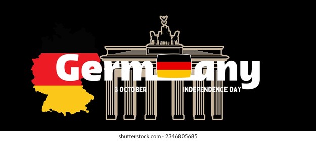 Germany national day banner design. Germany flag theme graphic art web background. Abstract celebration geometric decoration, black red yellow color. 