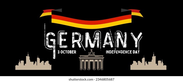 Germany national day banner design. Germany flag theme graphic art web background. Abstract celebration geometric decoration, black red yellow color. 