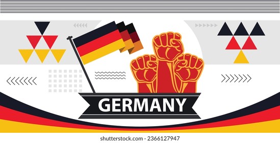 Germany national day Deutschland banner with flag colors theme background, professional creative banner design.geometric abstract retro modern black red yellow design. German people. Sports Games.eps