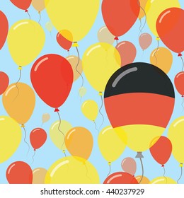 Germany National Day Flat Seamless Pattern. Flying Celebration Balloons in Colors of German Flag. Germany Patriotic Background with Celebration Balloons.