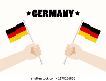 Germany National Day with Hands Holding Up Germany Flags. Vector illustration