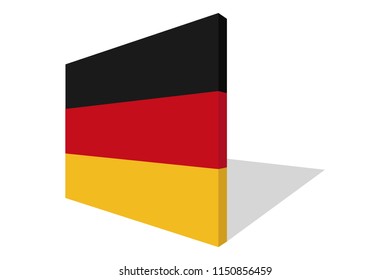 Germany national flag in 3d perspective with transporent shadow.