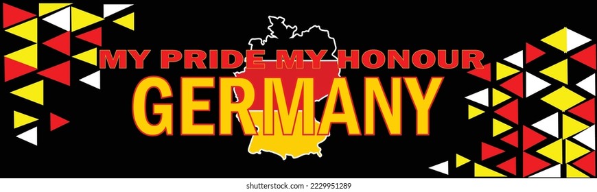 Germany national flag Banner with map, flag color theme  Background and geometric Shape Abstract Retro Style. Germany country  Web Banner, Social Media Cover Design in Colorful Template. Vector