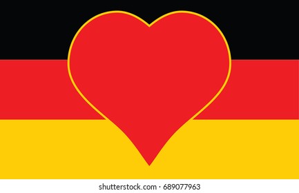 Germany National Flag With Heart. Vector.