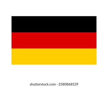 Germany national flag isolated on white. Official colors and image of the stripes, simple flat design. Vector clipart or icon for German events and news illustration, travel or politics banner.