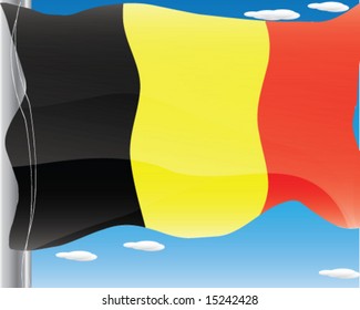 Germany National Flag and Flag Pole Vector Illustration