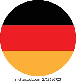deutsche Nationalflagge, runder Kreis, Symbol, Vektorgrafik einzeln auf weißem Hintergrund, sauberes, flaches Design