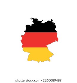 Germany - national flag in a shape of country map silhouette with thin black outline. Simple flat vector icon.