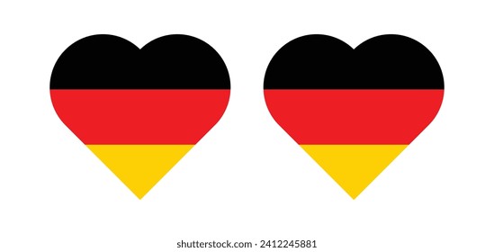 
Germany national flag vector icon design. Germany flag in Heart shape. Vector Germany flag in Heart.