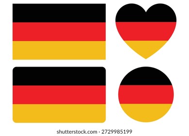 Germany National flag in white background. Flag in black, red and yellow colour. Germany flag with rectangular ,heart and round shapes. vector illustrator.