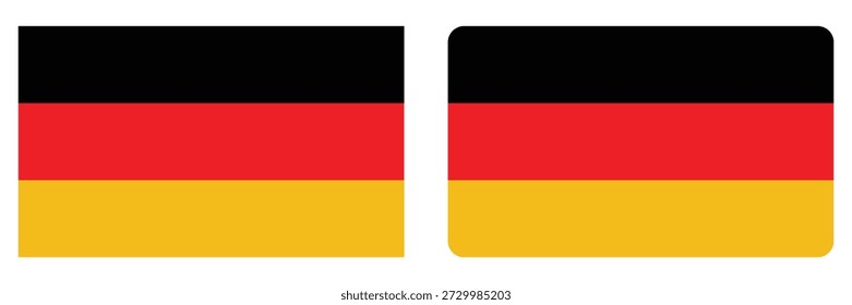 Germany National flag in white background. Flag in black, red and yellow colour. Germany flag with rectangular ,heart and round shapes. vector illustrator.