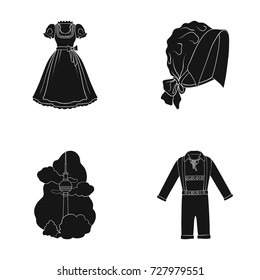 Germany, nature, history and other web icon in black style.Suit, female, apron, icons in set collection.