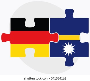 Germany and Nauru Flags in puzzle isolated on white background