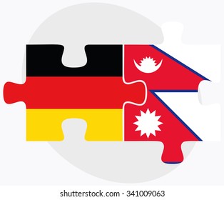 Germany and Nepal Flags in puzzle isolated on white background