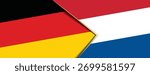 Germany and Netherlands flags set against each other in a dynamic banner or presentation background design