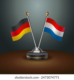 Germany and Netherlands table flags relation with gradient backgrund. Vector Illustration