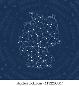 Germany network, constellation style country map. Excellent space style, modern design. Germany network map for infographics or presentation.