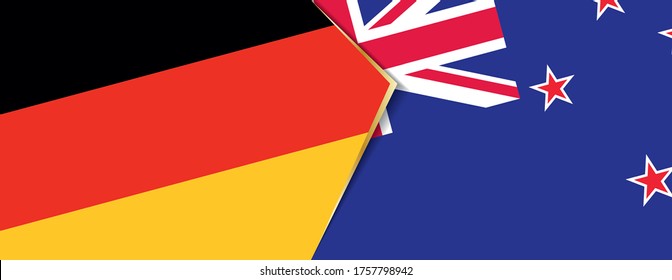 Deutschland und Neuseeland Flaggen, zwei Vektorflaggen Symbol für Beziehung oder Konfrontation.