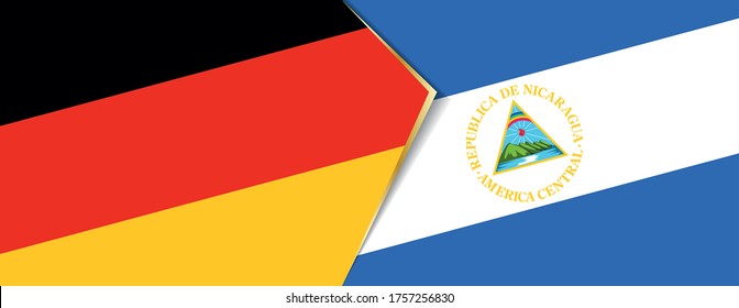 Deutschland und Nicaragua Flaggen, zwei Vektorflaggen Symbol für Beziehung oder Konfrontation.