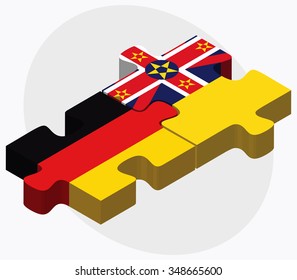 Germany and Niue Flags in puzzle isolated on white background